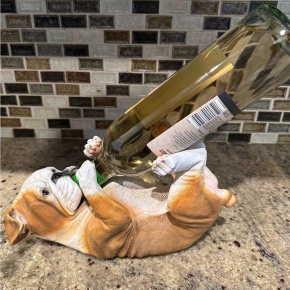 Other - KITCHEN DECOR AMERICAN ENGLISH BULLDOG DOG WINE BOTTLE HOLDER FIGURINE STATUE